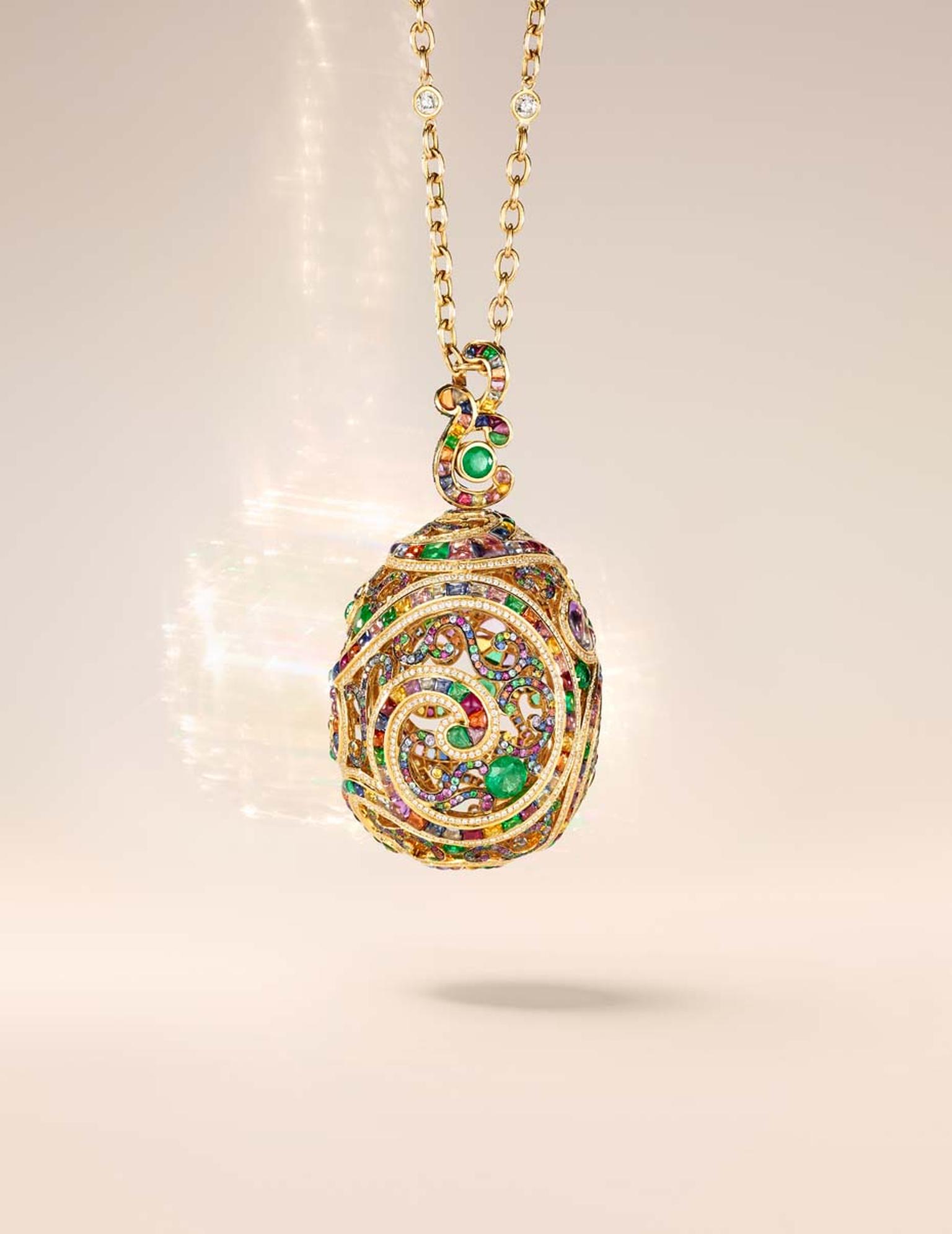 Fabergé Rococo Multi-Coloured yellow gold high jewellery pendant (£POA).