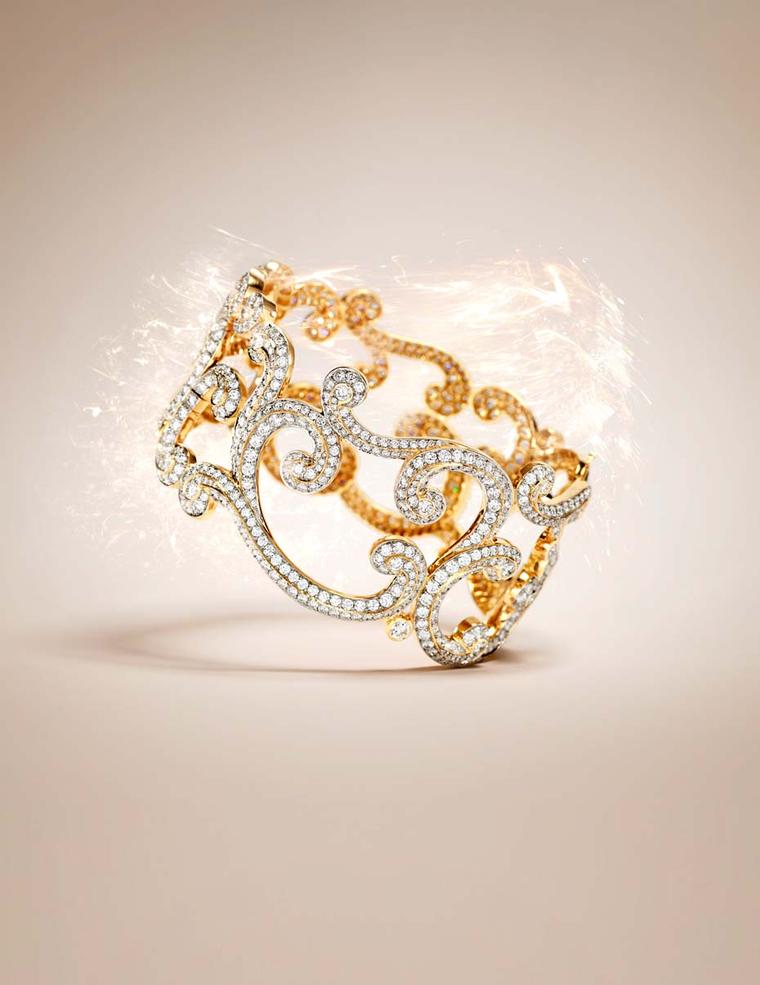 Fabergé Rococo Lace diamond bangle in rose gold.