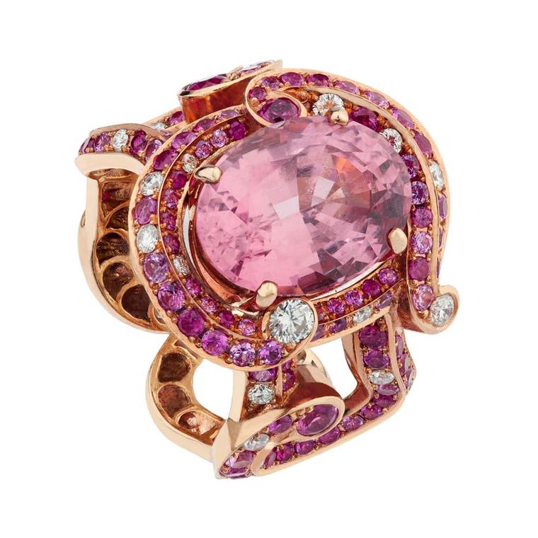 Fabergé Rococo pink spinel ring.