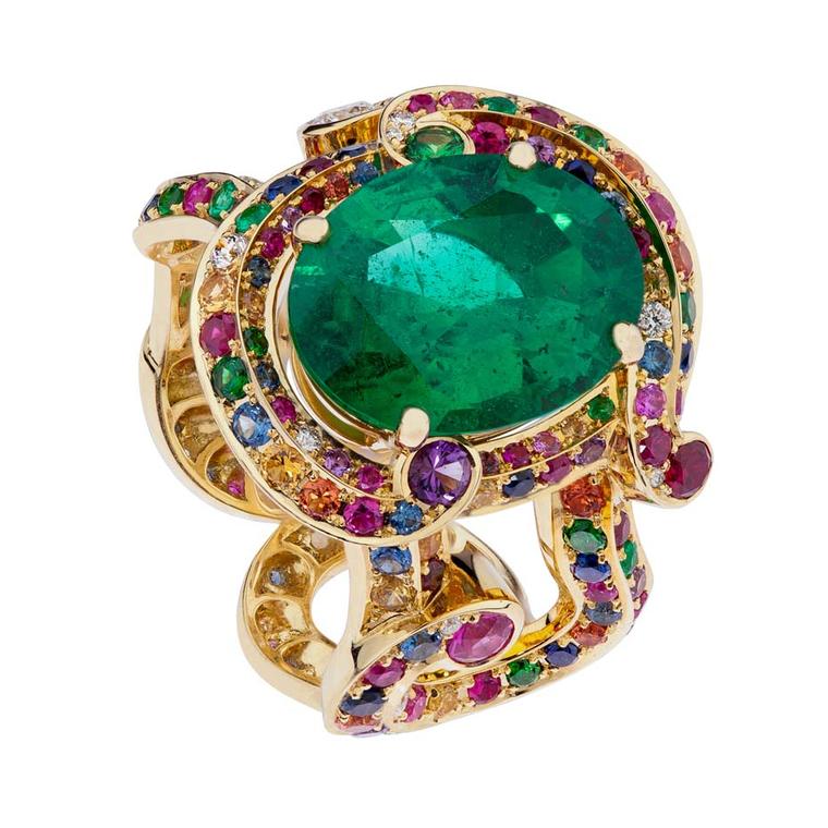 Fabergé Rococo Zambian emerald ring.