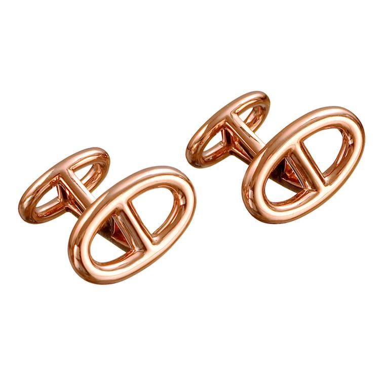 Hermès Le Havre rose gold cufflinks (£3,170).