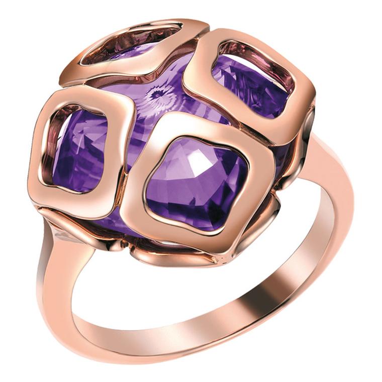 Chopard Imperiale rose gold ring set with a 7.30ct cushion-cut purple amethyst (£2,180).