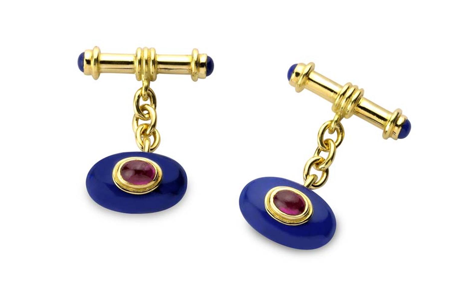 Deakin & Francis lapis lazuli and ruby cufflinks.