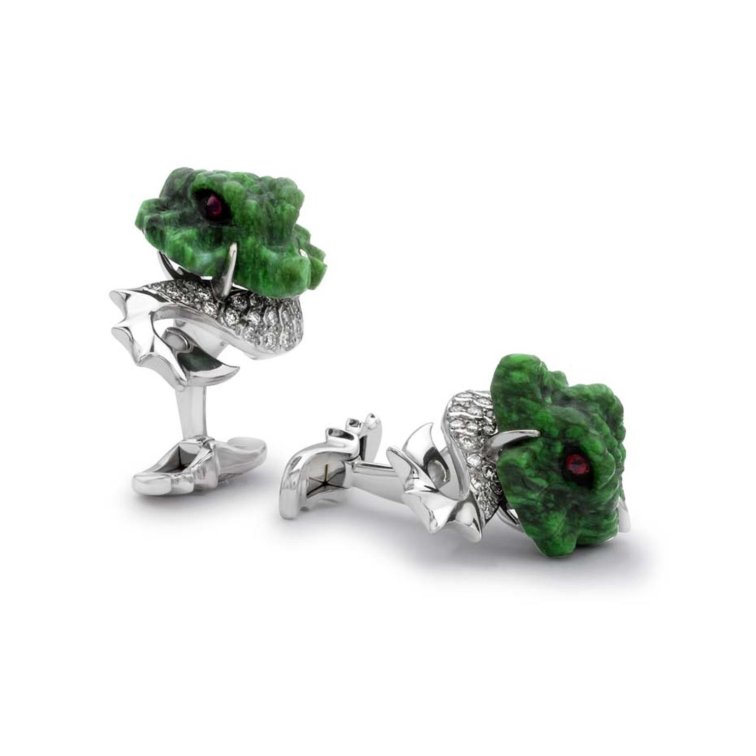 David Marshall Dragon Burma jade and diamond cufflinks (£6,730).