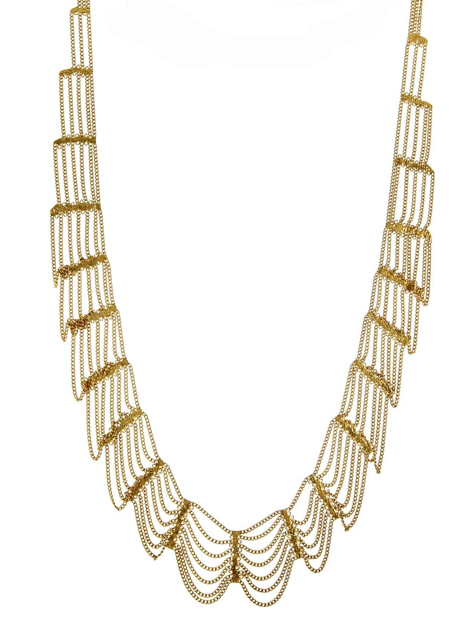 Hannah Keefe Willow necklace in gold plated brass ($480).