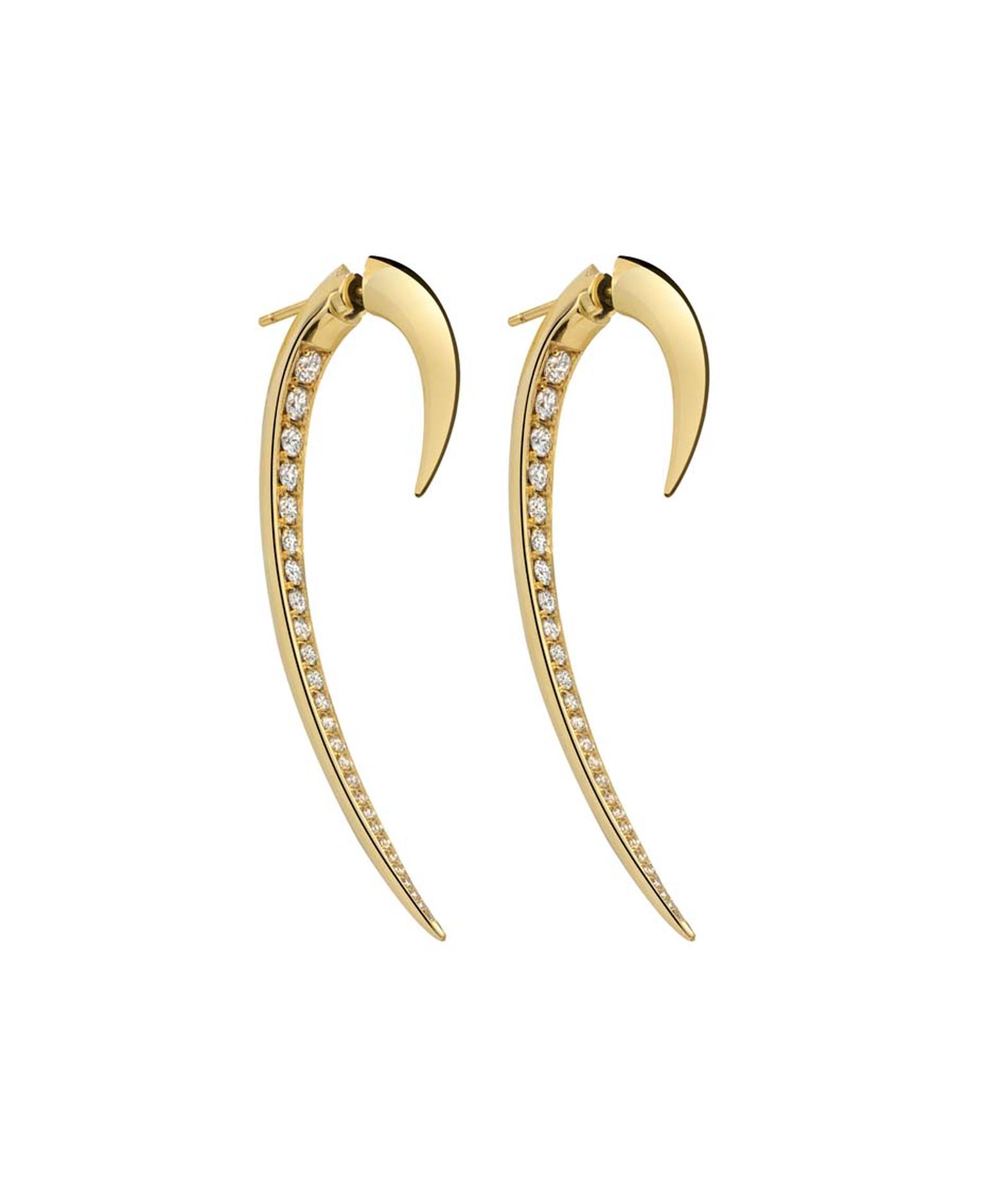 Shaun Leane Hook earrings in yellow gold with diamonds (£6,790).