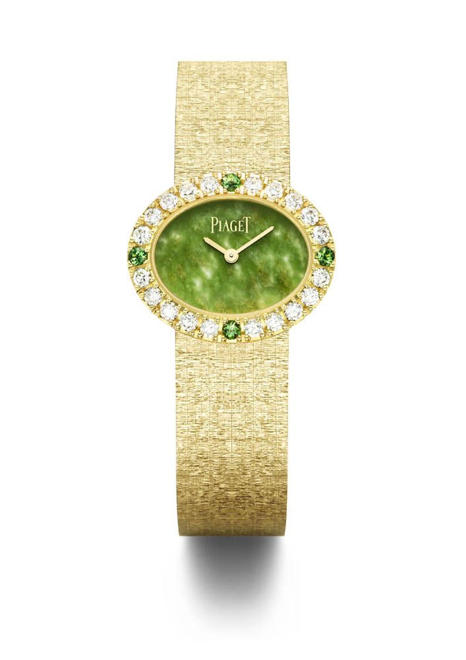 Piaget has chosen an iconic oval-shaped model from the 1960s with a jade dial and a bezel set with diamonds and emeralds as its muse for the two Traditional Oval watches it will be unveiling next year.