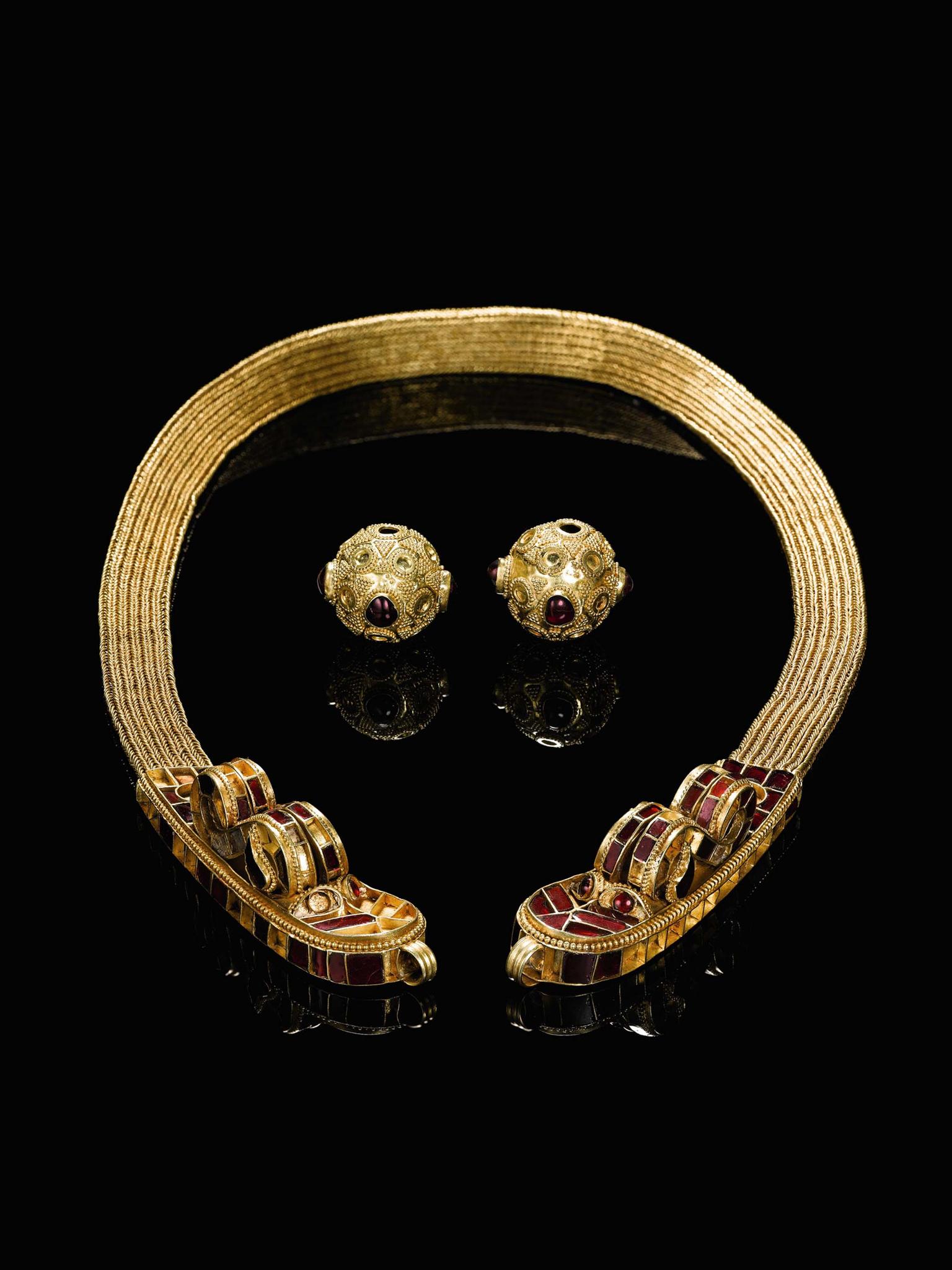 Made from woven gold and set with garnet stones, the opulent gold collar that will go under the hammer at Sotheby's London next week presents a different facet of the Western image of Attila and his Huns as ruthless barbarians.