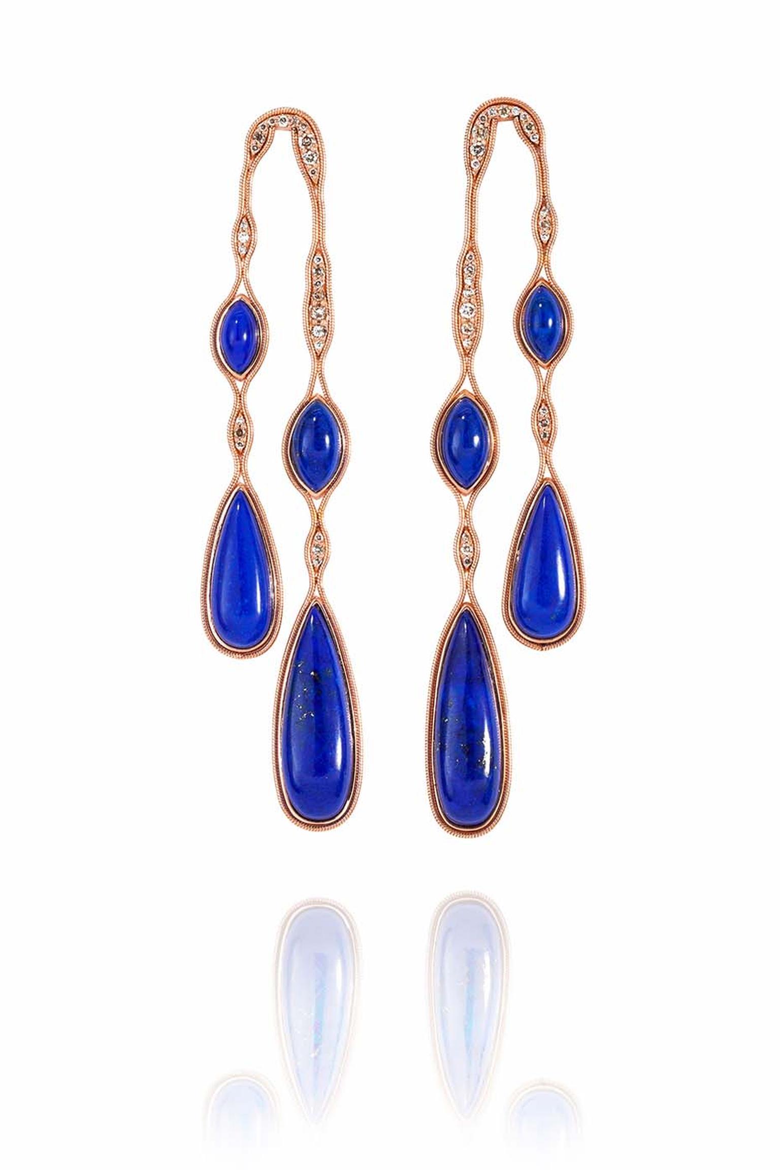 Fernando Jorge Fluid earrings in rose gold, lapis lazuli and diamonds (£8,050).