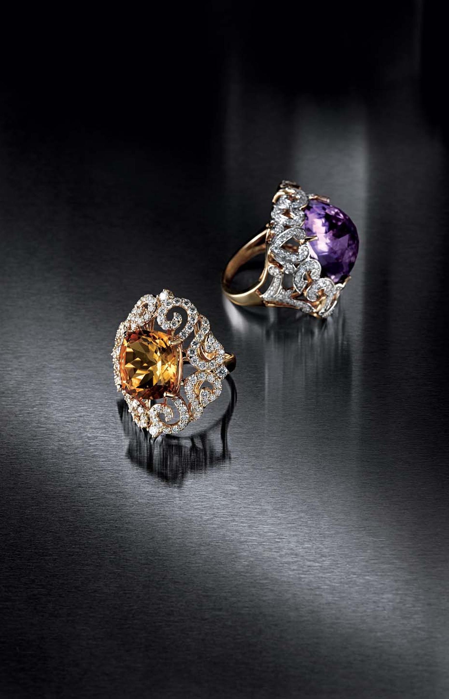14K Yellow Gold Pear Emerald Birthstone & Diamond Open Duo R | Castle  Couture Fine Jewelry | Manalapan, NJ
