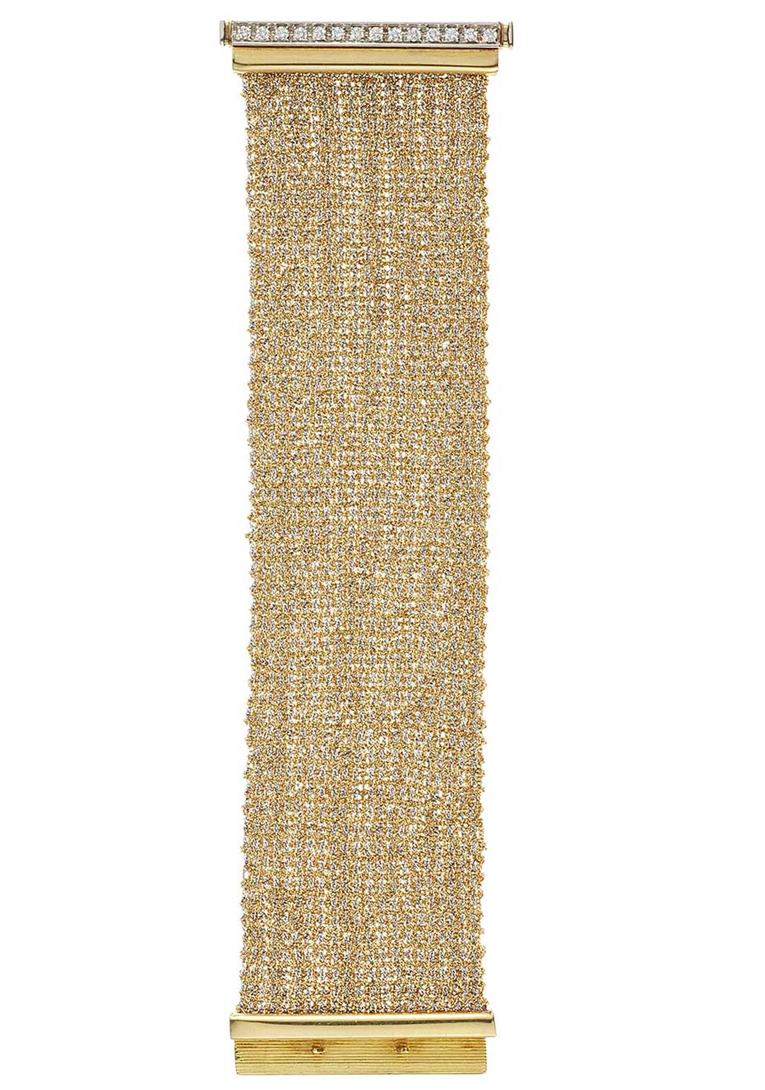 The woven gold Carolina Bucci bracelet was created using centuries-old weaving looms, resulting in incredibly supple woven gold, accentuated with diamonds (£8,815).