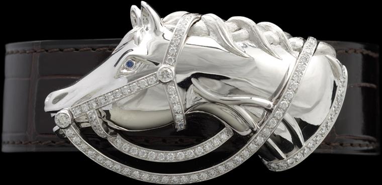 Ralph Lauren Horsehead bracelet featuring a horse head covered in diamond pavé and a sparkling sapphire eye (a little over budget at £11,000).