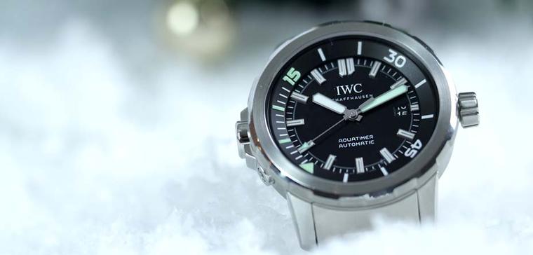 The comfortably sized 42mm stainless steel case of the IWC Aquatimer Automatic dive watch features the innovative SafeDive system on both the external and interior bezels (£4,250).