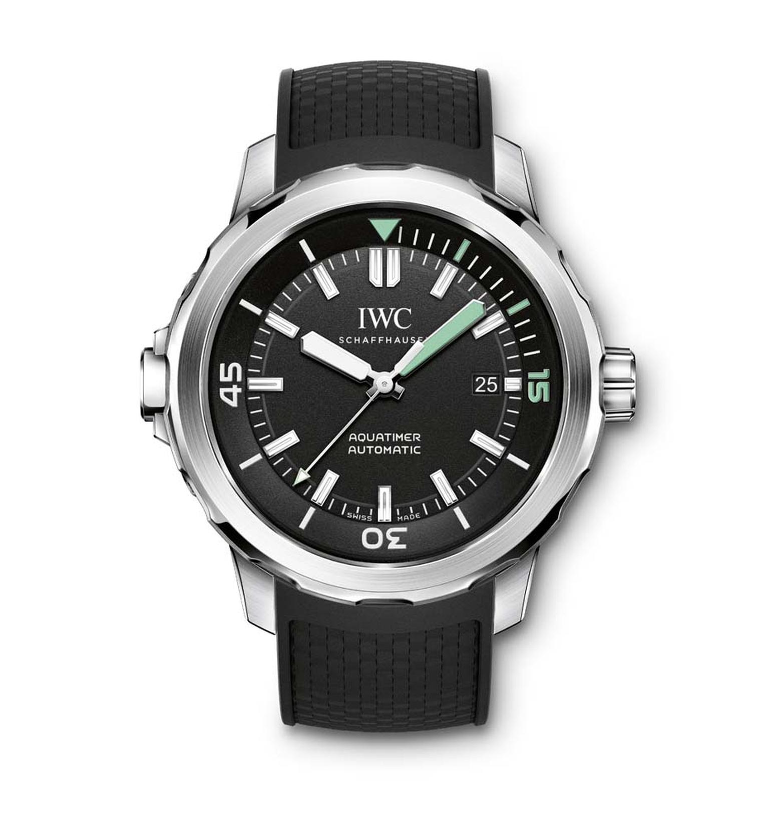 The IWC Aquatimer Automatic is a serious dive watch with just three hands for optimal legibility. The 42mm stainless steel case features IWC watches innovative SafeDive system on both the external and interior bezels (£4,250). Available from Wempe, 43-44 