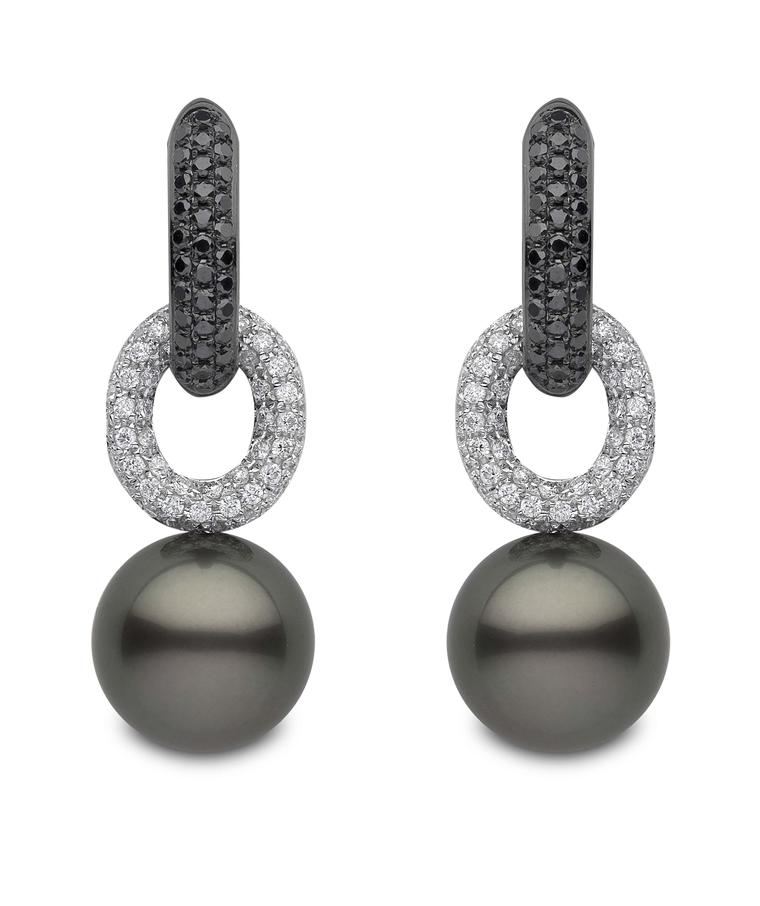 Yoko London Tahitian pearl earrings with black and white diamonds (£POA).