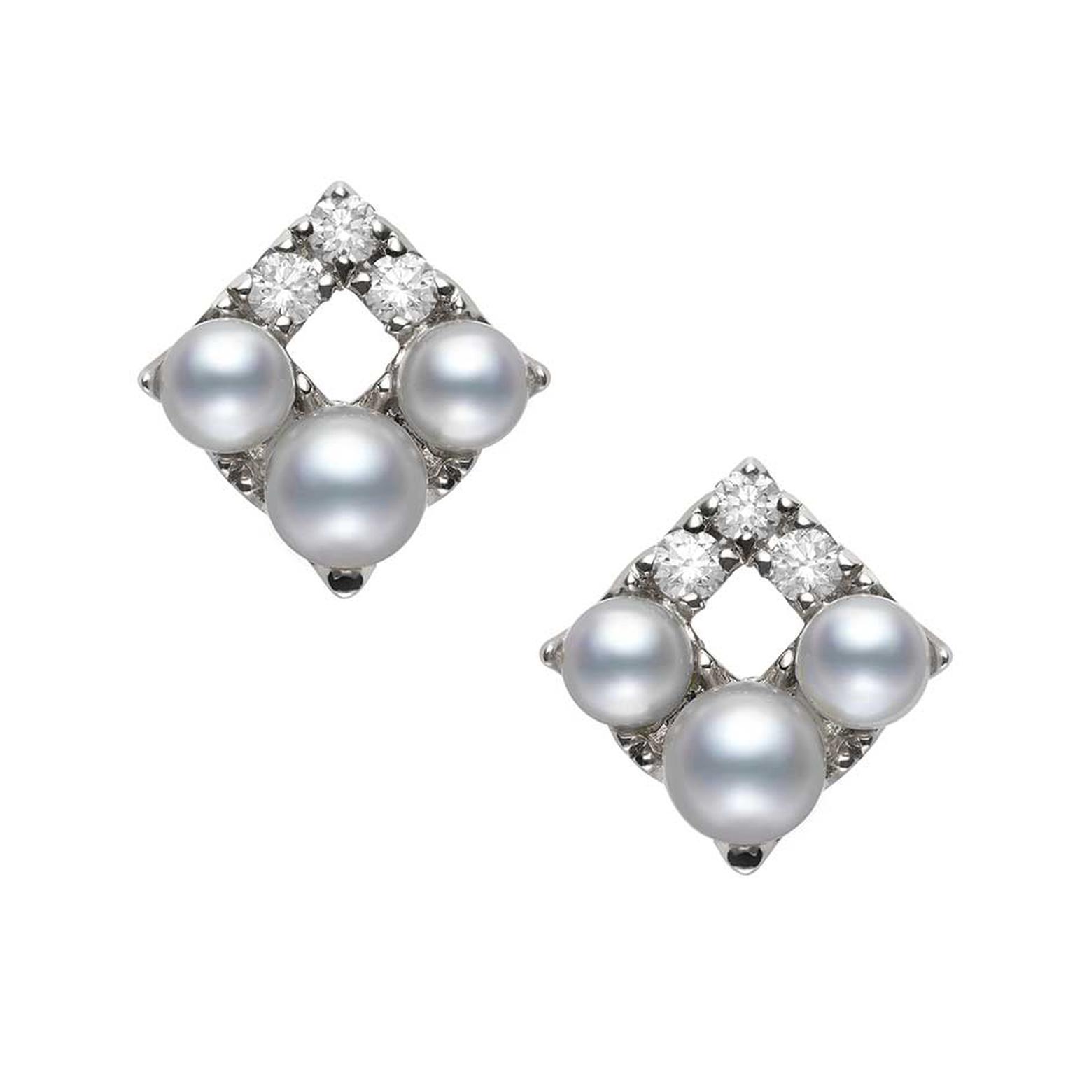 Mikimoto Falling Flakes pearl earrings with Akoya pearls and diamonds in white gold (£1,150).