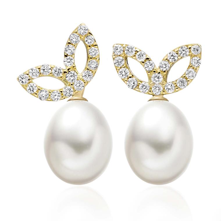 Winterson Lief Enchanted Akoya pearl earrings in yellow gold with diamonds (£1,630).