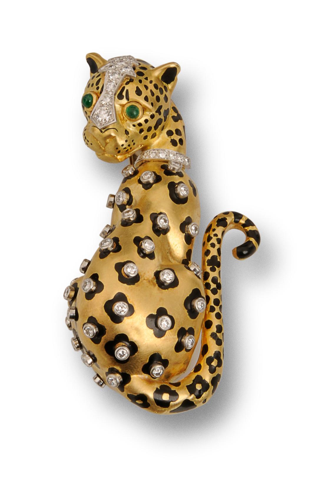 Leopard Face Embroidery Brooch in Pink & orange