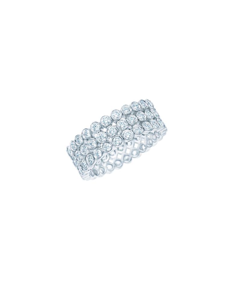 Tiffany Jazz ring with three rows of diamonds in platinum from £7,900.