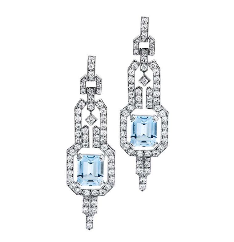 Jan Logan Empire earrings with aquamarines and diamonds ($16,850 AUD).
