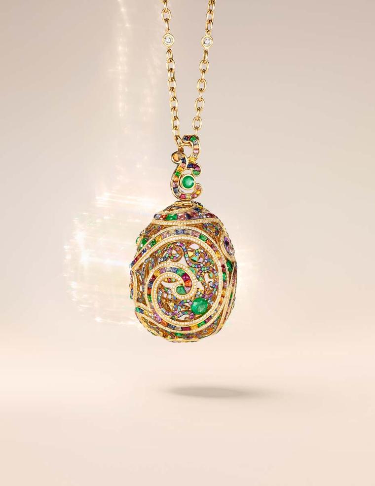 Fabergé Rococo multi-coloured yellow gold high jewellery pendant (£POA).