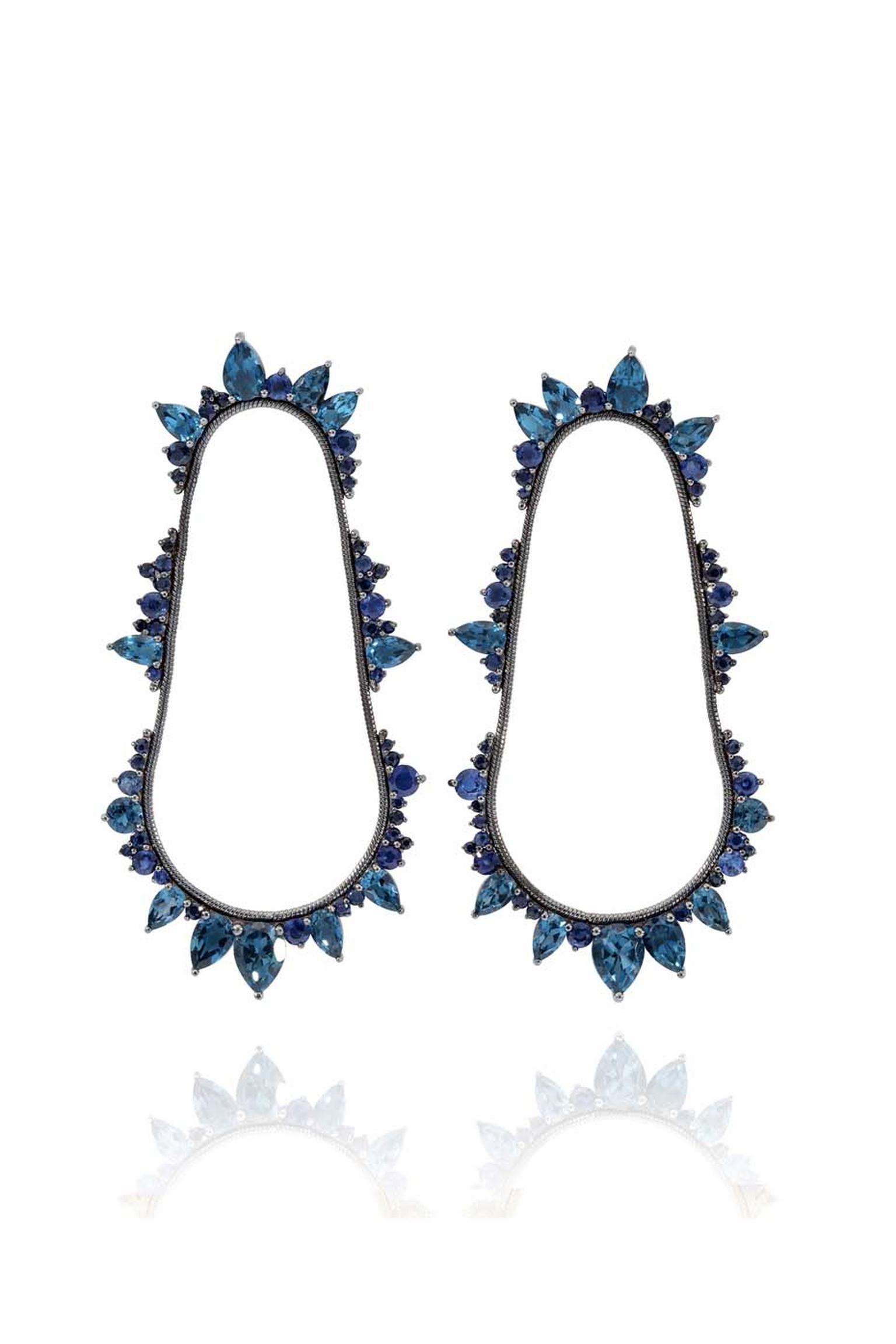 Fernando Jorge Electric Cycle earrings featuring black rhodium plated gold, sapphires and London blue topaz. Available at matchesfashion.com (£6,000).