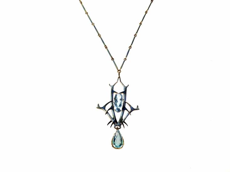 René Lalique aquamarine pendant. On display at the Driehaus Museum Maker & Muse exhibition.