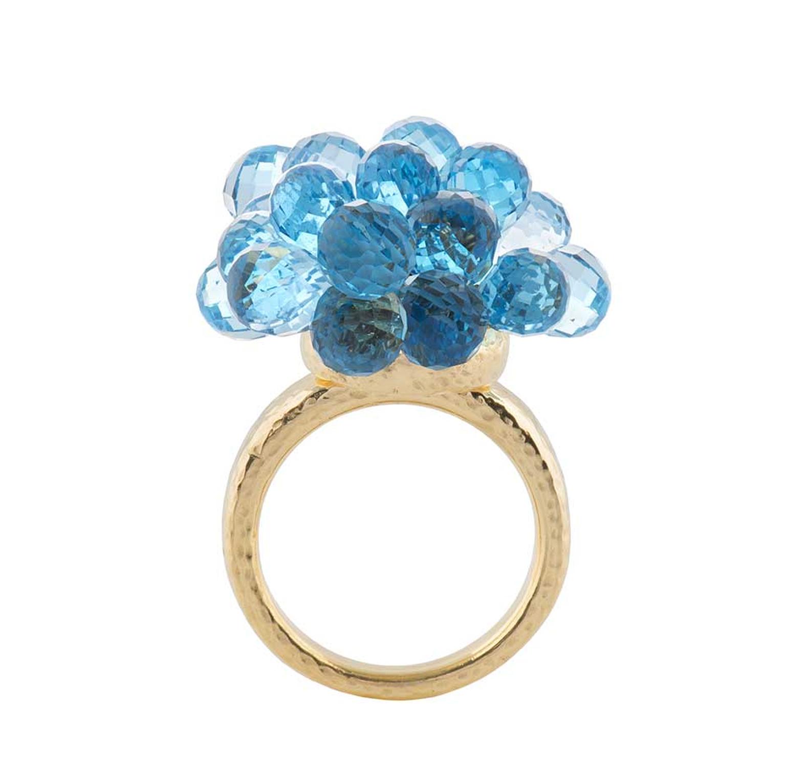 Biiju Explosion Swiss blue topaz ring in gold (£2,775).