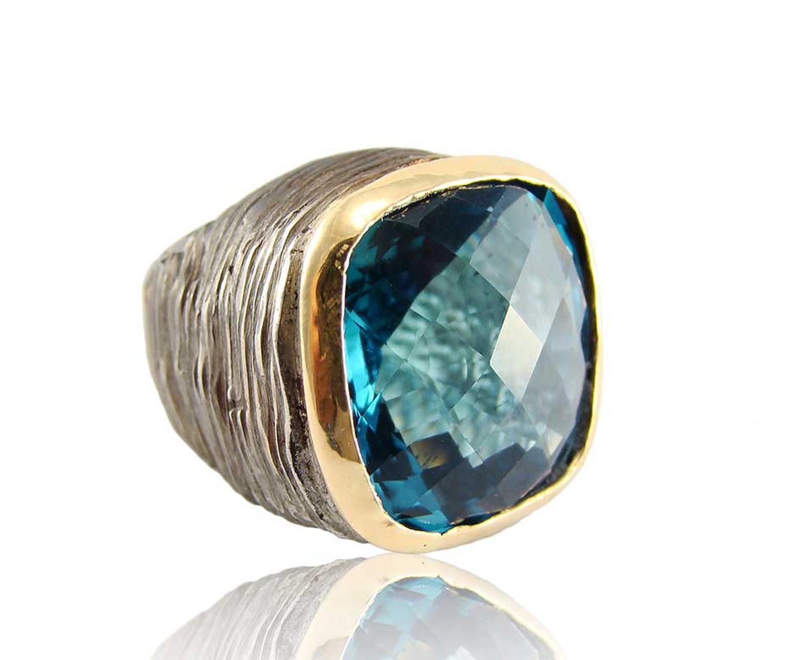 Corrado Giuspino blue green topaz cocktail ring.