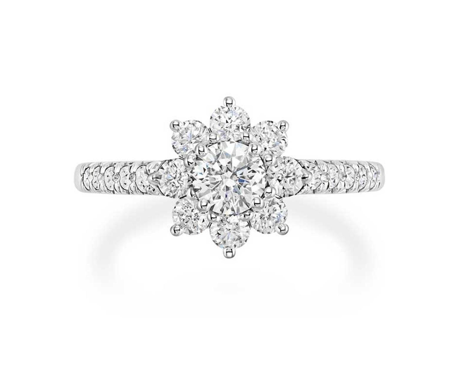 Harry Winston Sunflower diamond engagement ring.