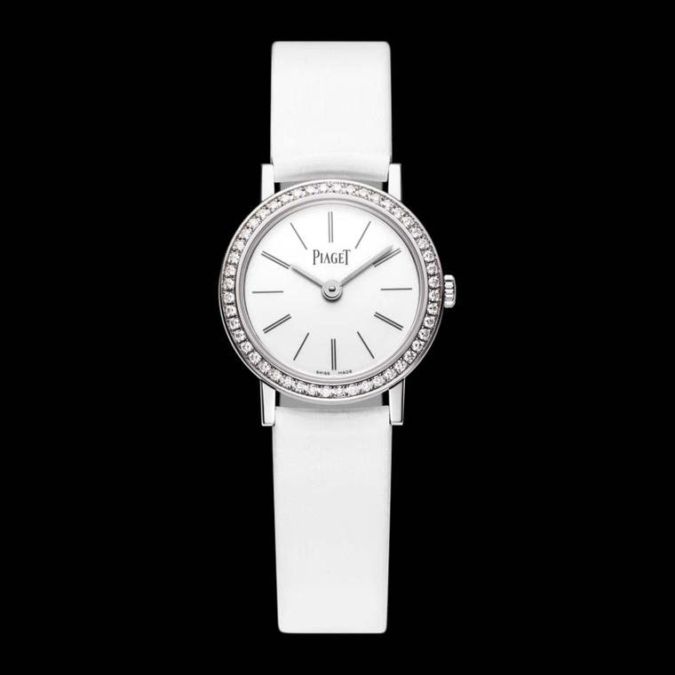 The elegant Piaget Altiplano ladies watch in white gold is a dainty 24mm in diameter and just 5.44mm thick.