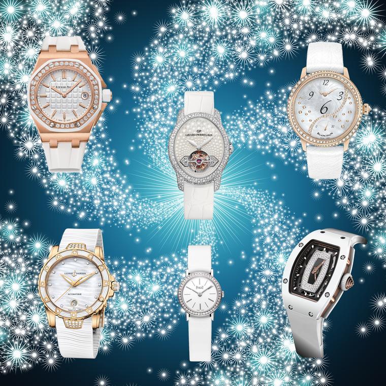 The trend for white on white in haute couture has had a lasting repercussion in the watch world, especially with these watches from Audemars Piguet, Girard-Perregaux, Blancpain, Ulysse Nardin, Piaget and Richard Mille.