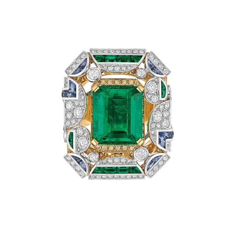Chanel Café Society Morning in Vendome emerald ring.