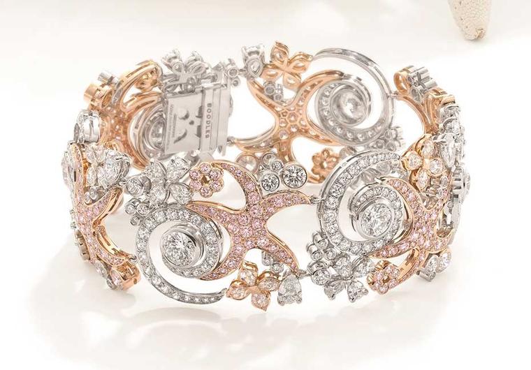 Boodles bracelet with white and pink diamonds, from the new Ocean of Dreams collection.