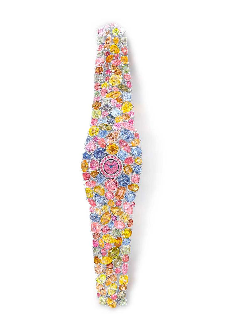 The Graff Hallucination high jewellery watch is covered in 110.00 carats worth of rare coloured diamonds and comes with a price tag of $55 million.