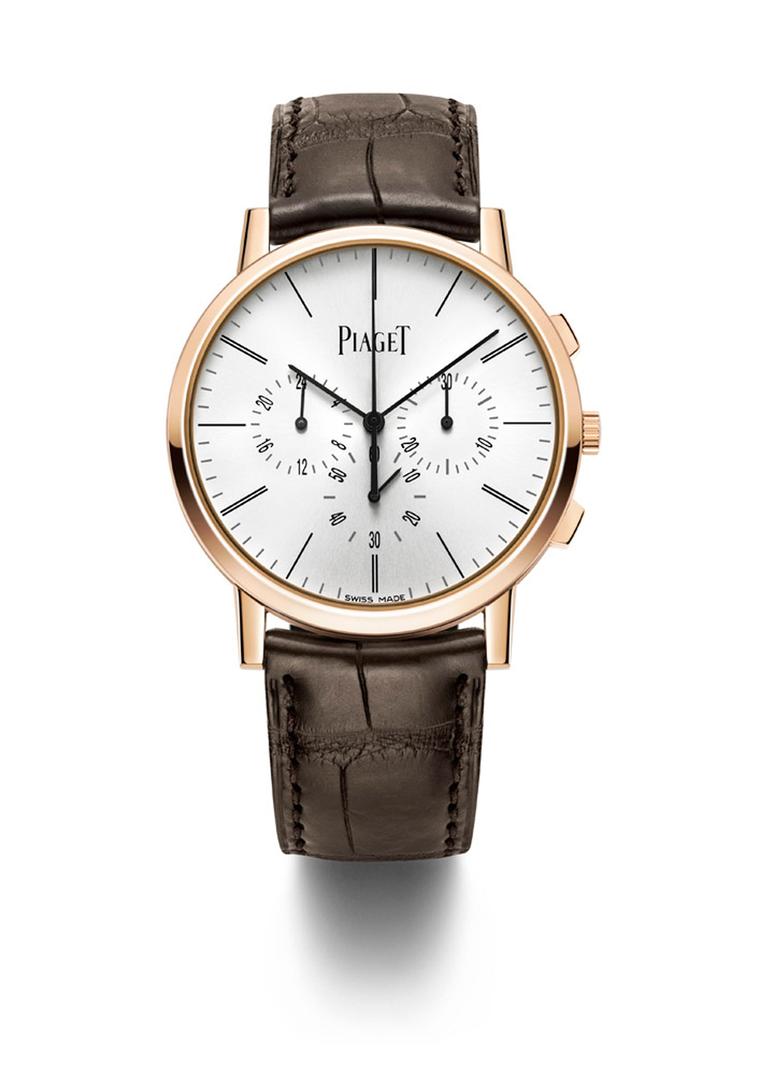 Piaget Altiplano Chronograph is the world’s thinnest hand-wound flyback chronograph. With its 4.65mm movement and its 8.24mm case, this newcomer to the Altiplano range confirms Piaget's leadership in the ultra-thin category.
