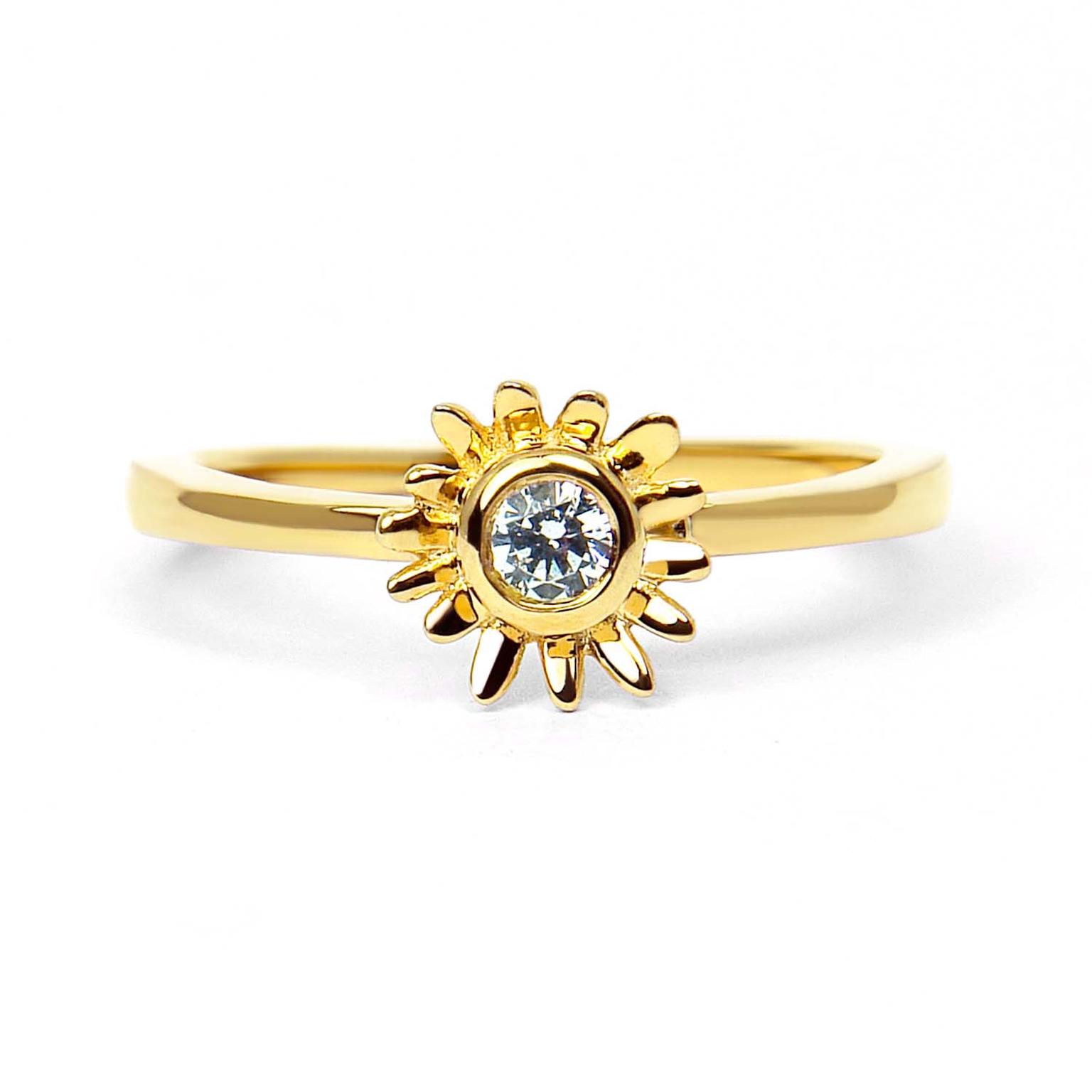 Arabel Lebrusan Bellis ethical diamond engagement ring, made from Fairtrade gold (£1,025).