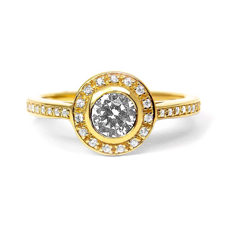 Arabel Lebrusan Efflorescence ethical diamond engagement ring, made from Fairtrade yellow gold (from £3,695). From the new Cosmos collection.