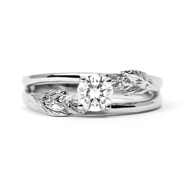 Arabel Lebrusan Royal Oak ethical diamond engagement ring, made from recycled platinum (from £2,800). From the Secret Garden collection.