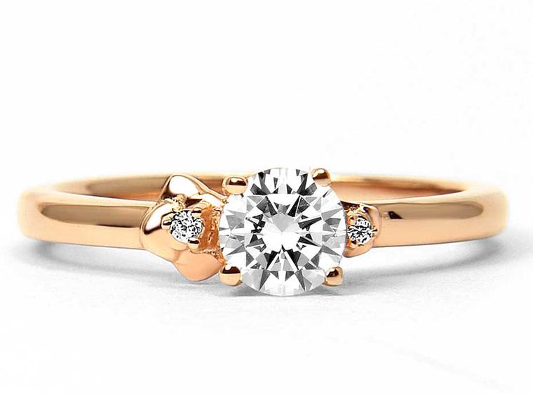 Arabel Lebrusan Cherry Blossom ethical diamond engagement ring in Fairtrade rose gold (from £2,145). From the Secret Garden collection.