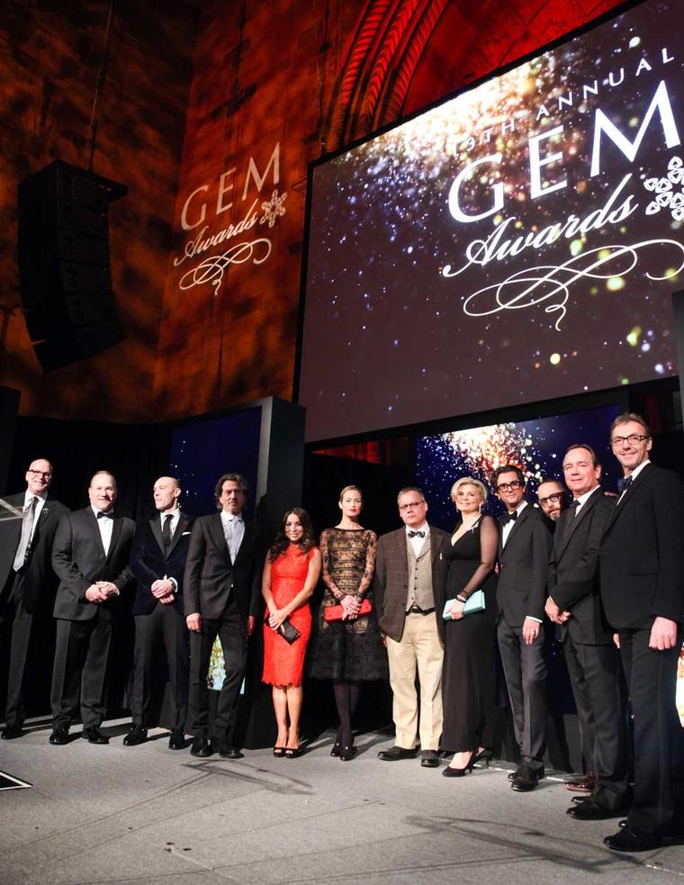 A selection of the 2015 GEM Award nominees, including The Jewellery Editor's own Maria Doulton, pictured with Larry Pelzel, winner of the Lifetime Achievement Award.