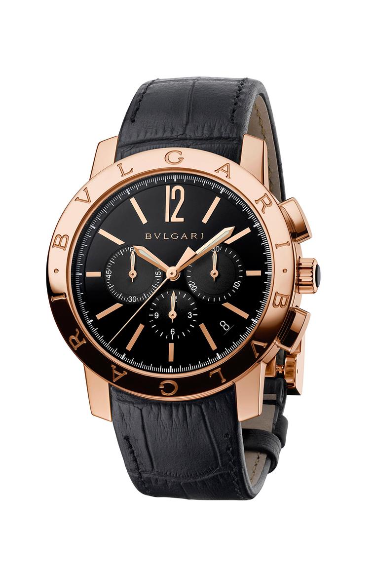 The Bulgari Bulgari Velocissimo watch in rose gold, as worn by Adrien Brody to the Golden Globes, is a high-frequency chronograph with a column wheel mechanism and a generous 50-hour power reserve.