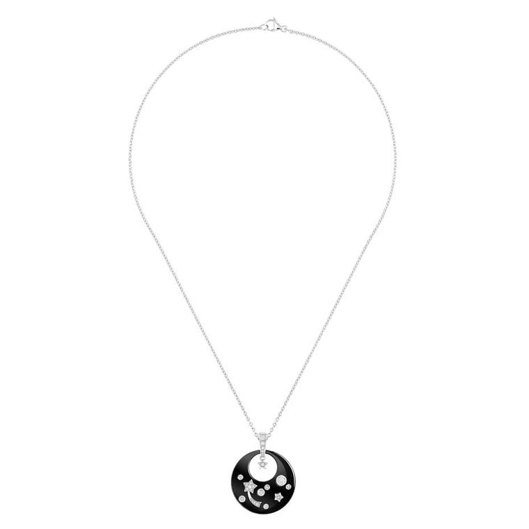 Chanel Cosmique pendant  in white gold and black ceramic, set with brilliant-cut diamonds.