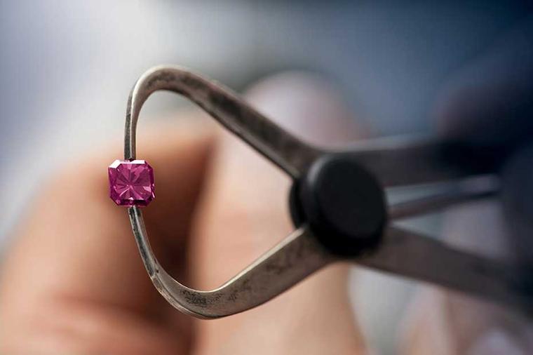 Unlike white diamonds, the value of pink diamonds is in the colour. The size, like the Argyle Siren pink diamond pictured here in calipers, is rarely above 1.00ct.