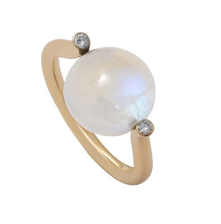 Noor Fares Celesta moonstone ring in yellow gold, from the new Tilsam collection.