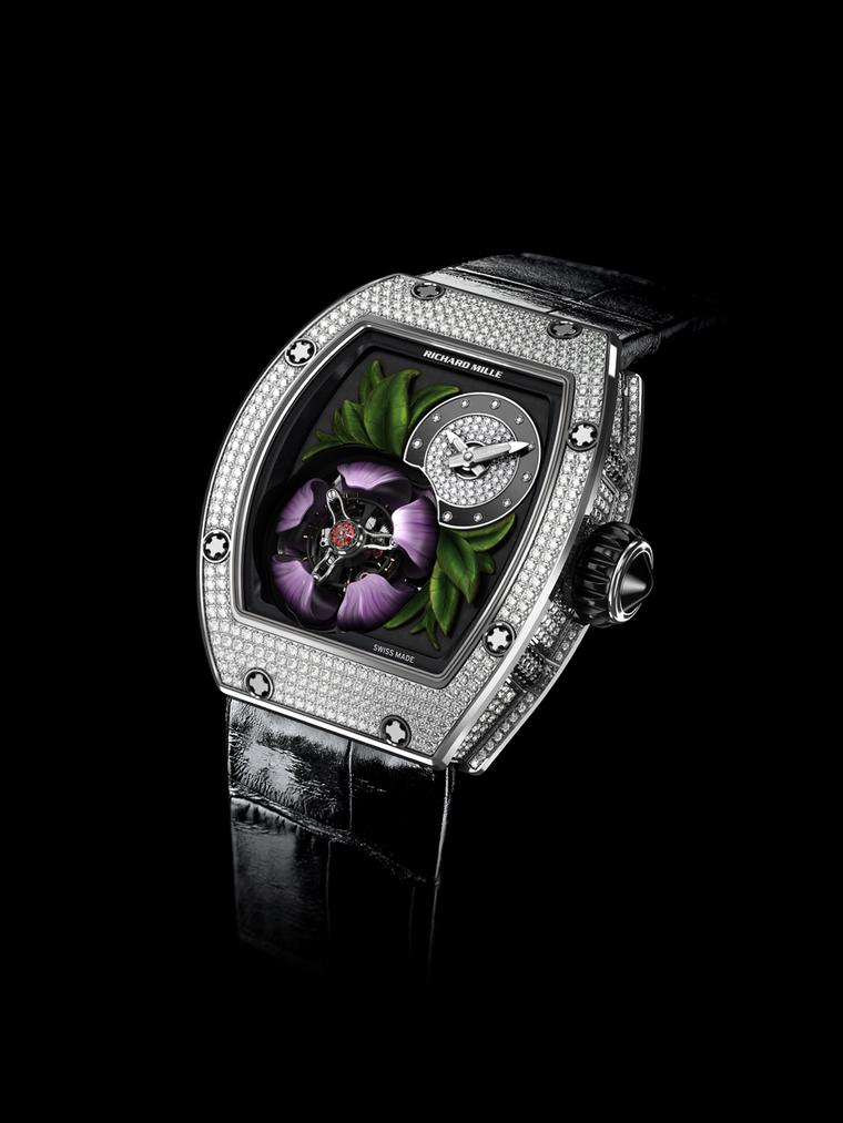 The new Richard Mille RM 19-02 Tourbillon Fleur watch is a real show-stopper, recreating a magnolia flower protecting a flying tourbillon escapement with its five pink-coloured gold petals.