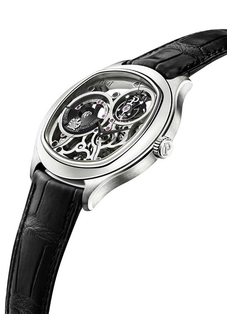 The new Piaget Emperador Coussin 1270S is the world's thinnest tourbillon automatic skeleton watch, with a case thickness measuring just 8.85mm thanks to the 5.05mm thick movement.