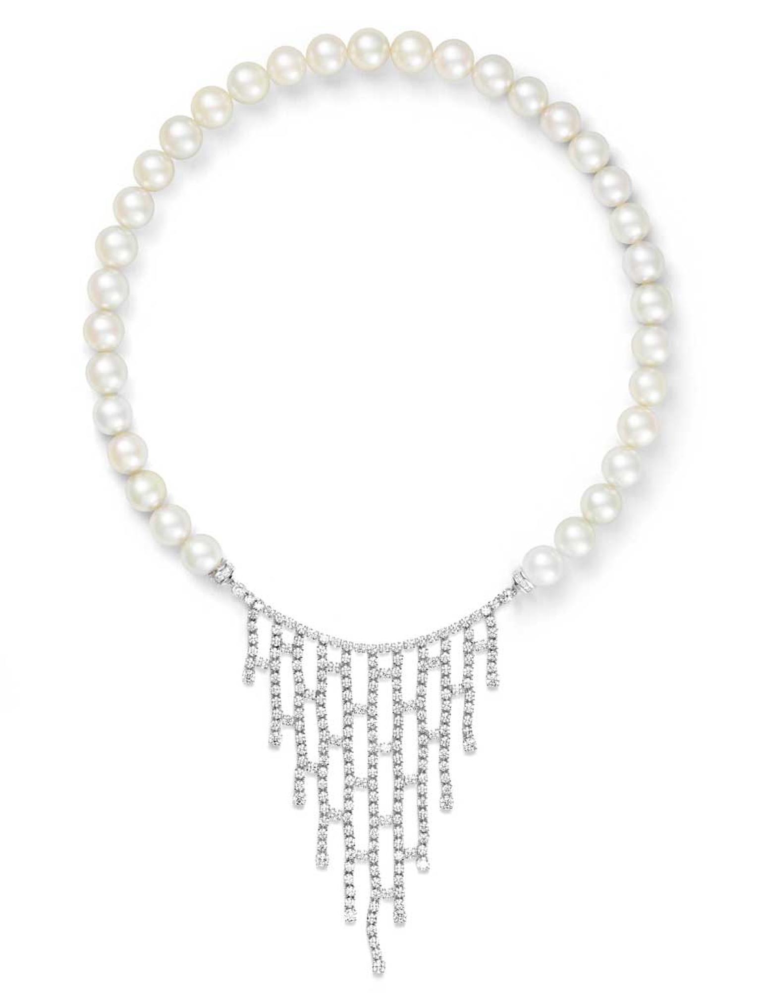 Alexander Arne pearl and diamond necklace, from the Transformer collection, which can be disassembled and worn as a pearl strand.
