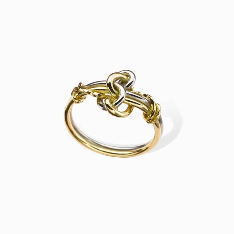Erica Sharpe's Swan ring is crafted from white and yellow Fairtrade gold.