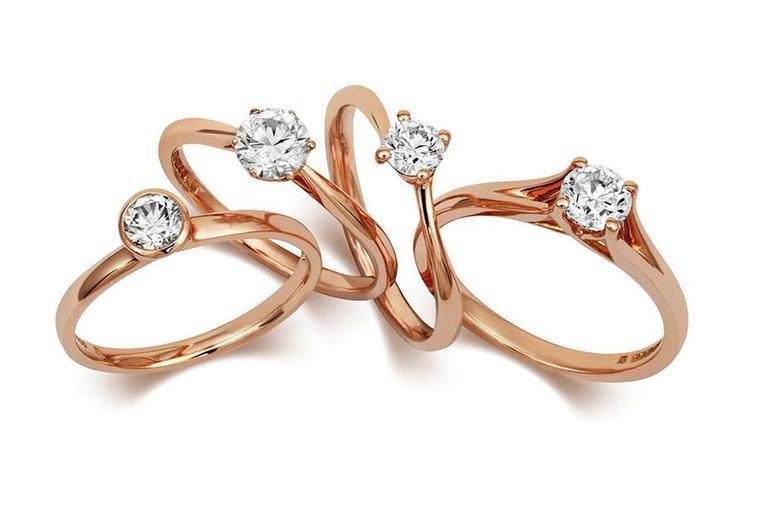CRED ethical engagement rings in Fairtrade rose gold.
